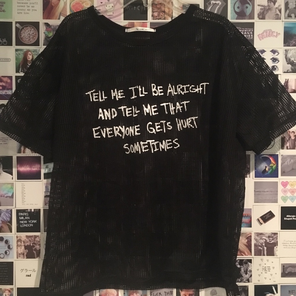 Edgy black see-through shirt NWOT